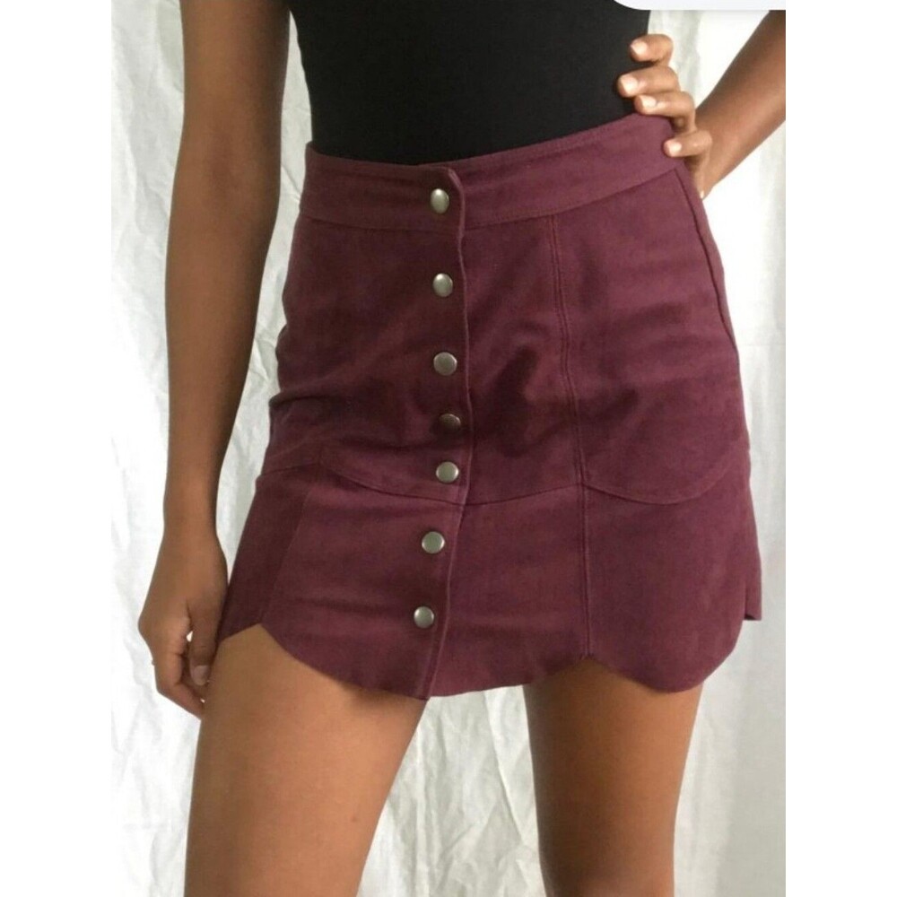 American Eagle Outfitters Burgundy Mini Skirt with Button Front